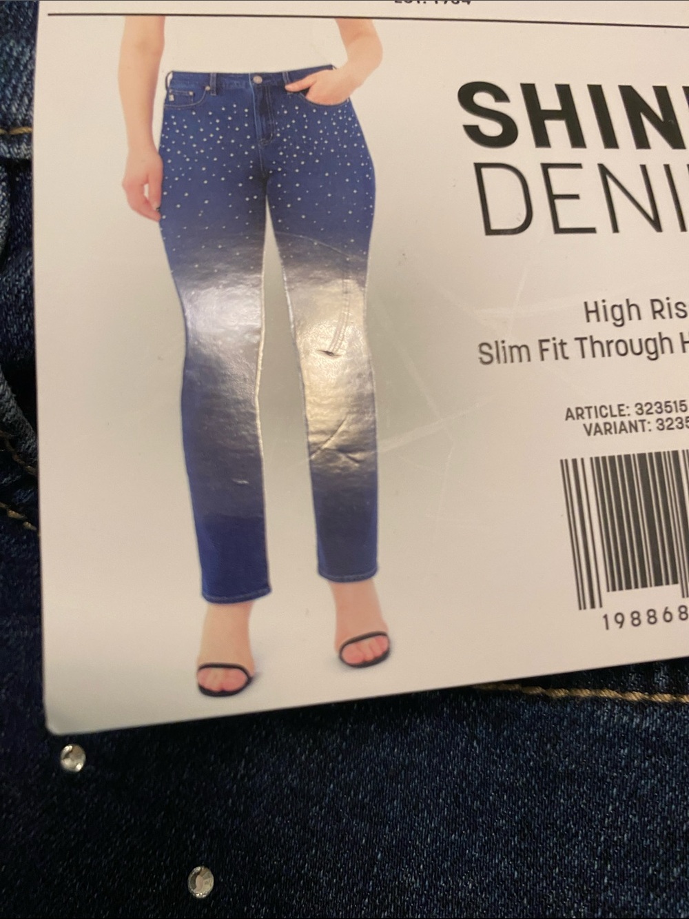 Seven7 Dark Blue Boot Cut Jeans with Rhinestone Accent